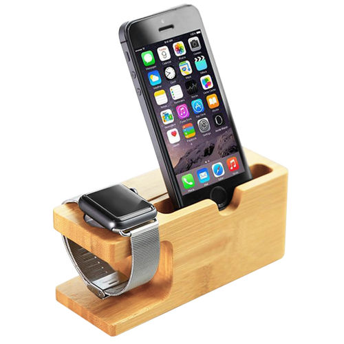 Bamboo (2-Bay) Wooden Desktop Stand / Charging Holder for Apple Watch / iPhone