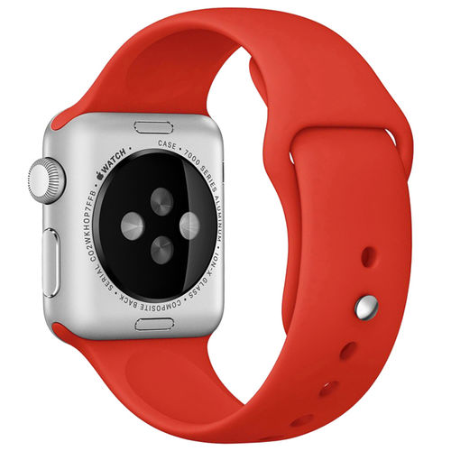 Rubber Sport Band (Pin & Tuck) Strap for Apple Watch 42mm / 44mm / 45mm / Ultra 49mm - Red