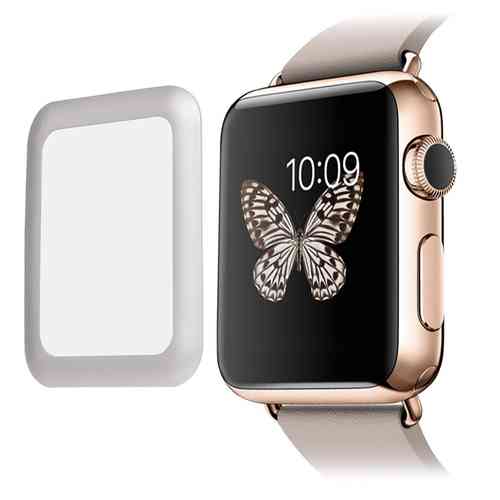 Full Coverage Tempered Glass Screen Protector for Apple Watch 42mm - Silver