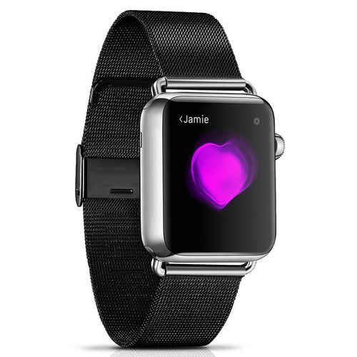 Replacement Milanese Stainless Steel Band for Apple Watch 38mm / 40mm / 41mm - Black