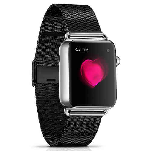 Replacement Milanese Stainless Steel Band for Apple Watch 42mm / 44mm / 45mm - Black