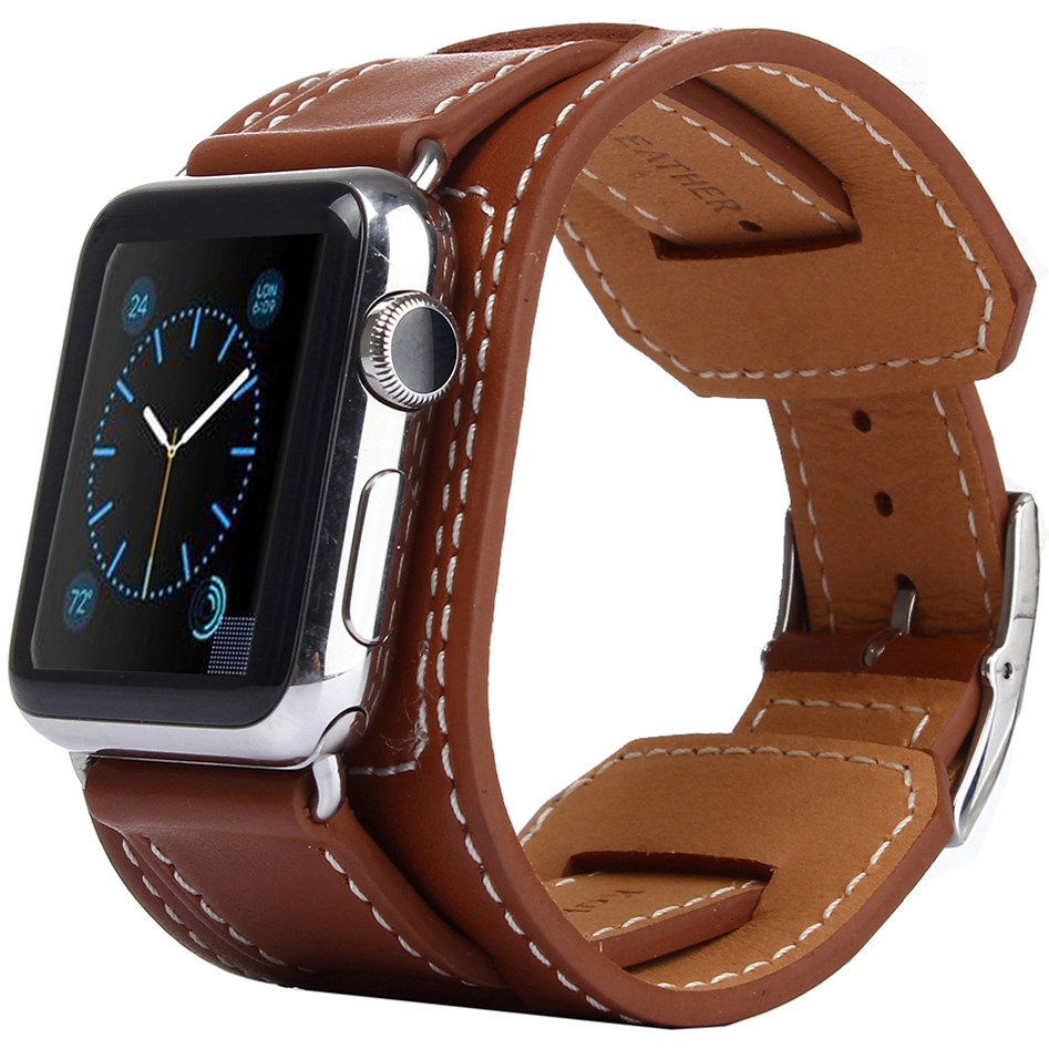 Kakapi Genuine Leather Cuff Bracelet Apple Watch 42mm Brown