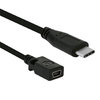 Short Mini USB (Female) to Type-C (Male) Data Charging Cable (29cm) - Black