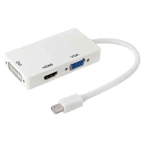 Mini DisplayPort (Male) to HDMI / VGA / DVI (Female) Adapter Cable - White