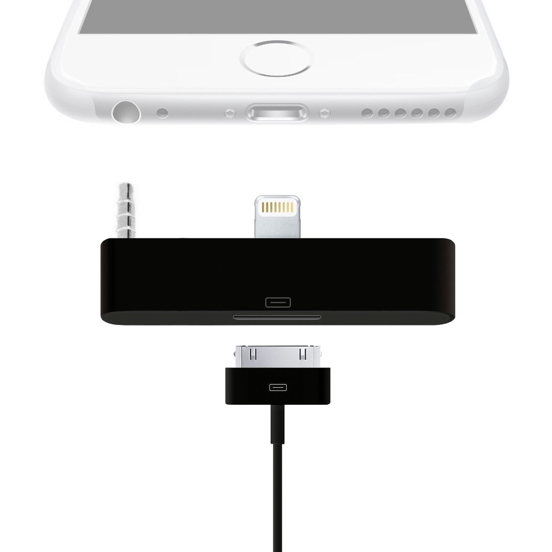 Lightning to 30 pin Audio Adapter for iPhone 6s Plus Black