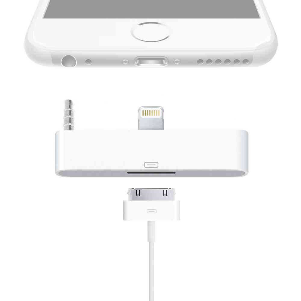 Lightning To 30 Pin Audio Adapter For Iphone 6s Plus White