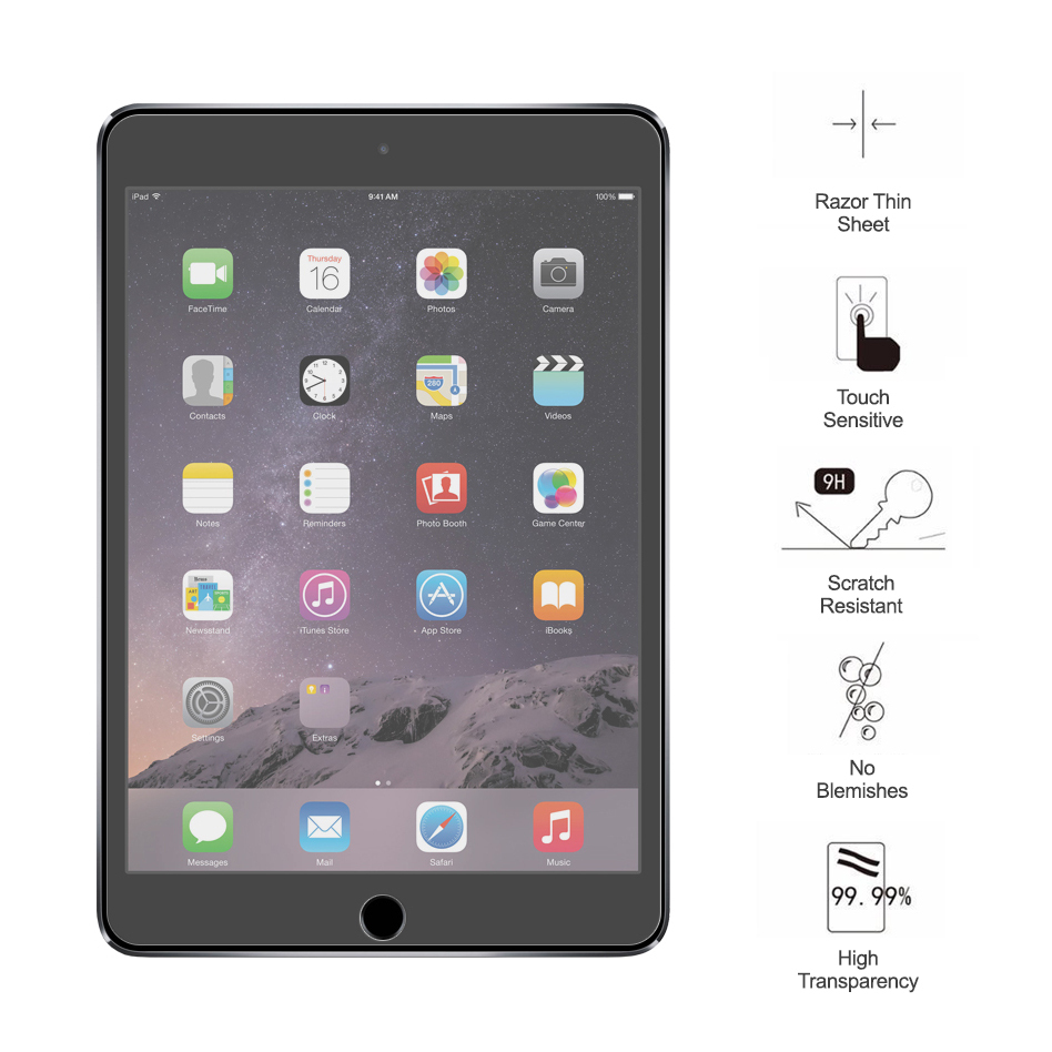 9H Tempered Glass Screen Protector for Apple iPad Mini (1st / 2nd / 3rd Gen)