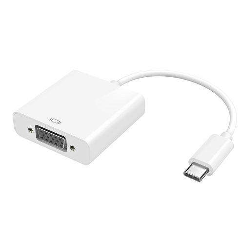 Short USB Type-C (Male) to VGA (Female) Adapter Cable (22cm) - White