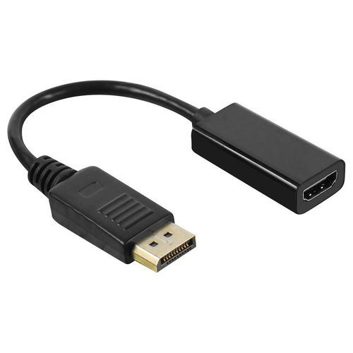 Short DisplayPort to HDMI (Female) Adapter Cable (25cm) - Black