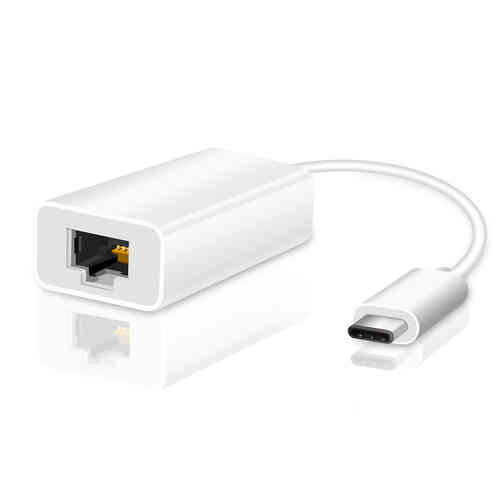 Short USB Type-C to Ethernet (RJ45) Adapter Cable (21cm) for Phone / Tablet / Laptop
