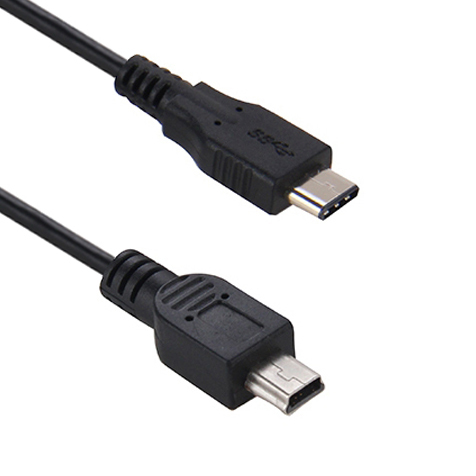 Mini-USB (Male) to Type-C Data Charging Cable (30cm) - Black