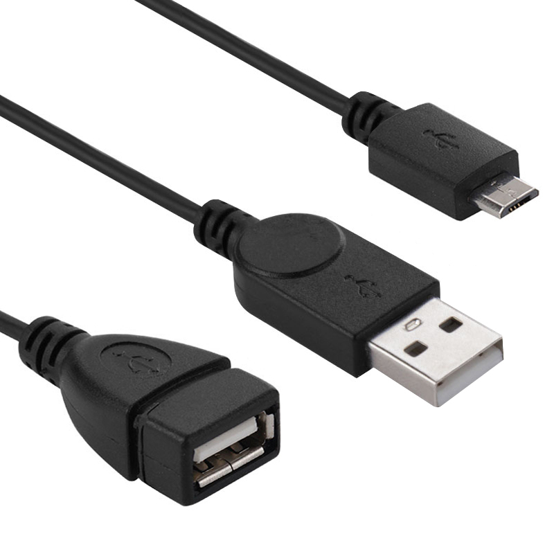 telefon Uafhængighed indenlandske Micro-USB to Male & Female USB OTG Adapter Cable