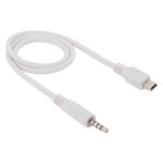 Short Mini-USB to 3.5mm Aux Audio Jack Adapter Cable (50cm) - White