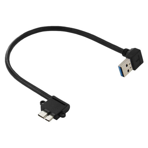 Double Right Angle (90 Degree) Micro-USB 3.0 (Micro-B) Charging Cable (26cm)
