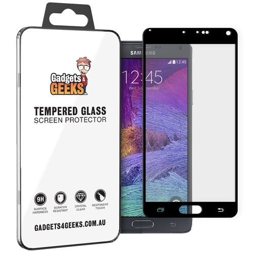 Full Coverage Tempered Glass Screen Protector for Samsung Galaxy Note 4 - Black
