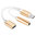 (2-in-1) USB-C (Type-C) to 3.5mm Headphone / Audio Adapter / Charging Cable - Gold