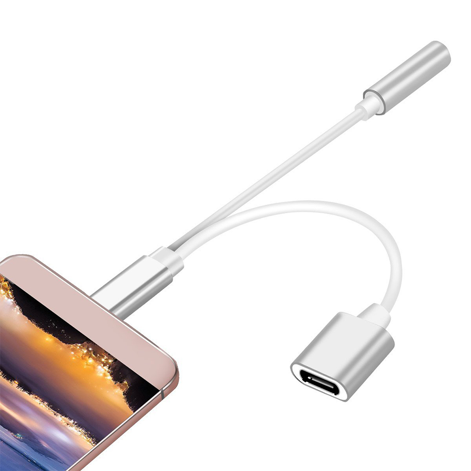 Janly USB-C Typ C auf 3,5 mm Aux-Buchse Kopfhörer Charing für Xiaomi Ladegerät Audio Adapter Gold 