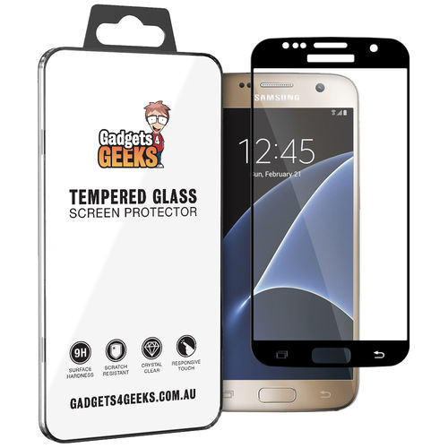 Full Coverage Tempered Glass Screen Protector for Samsung Galaxy S7 - Black