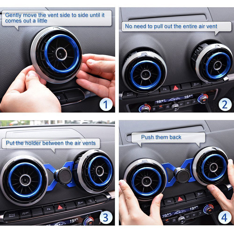 360 Magnetic Air Vent Car Mount Phone Holder for Audi A3 S3