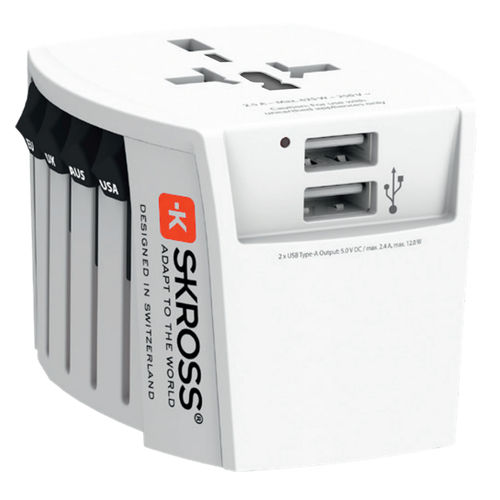 SKROSS MUV (2.5A) World Travel Adapter / Dual USB Wall Charger (2-Pole)