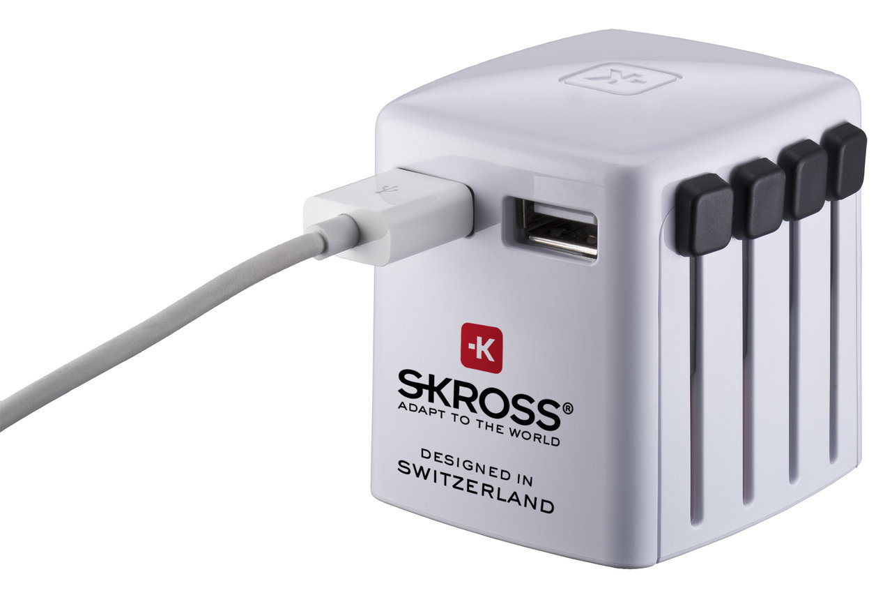 skross travel adapter world usb charger white