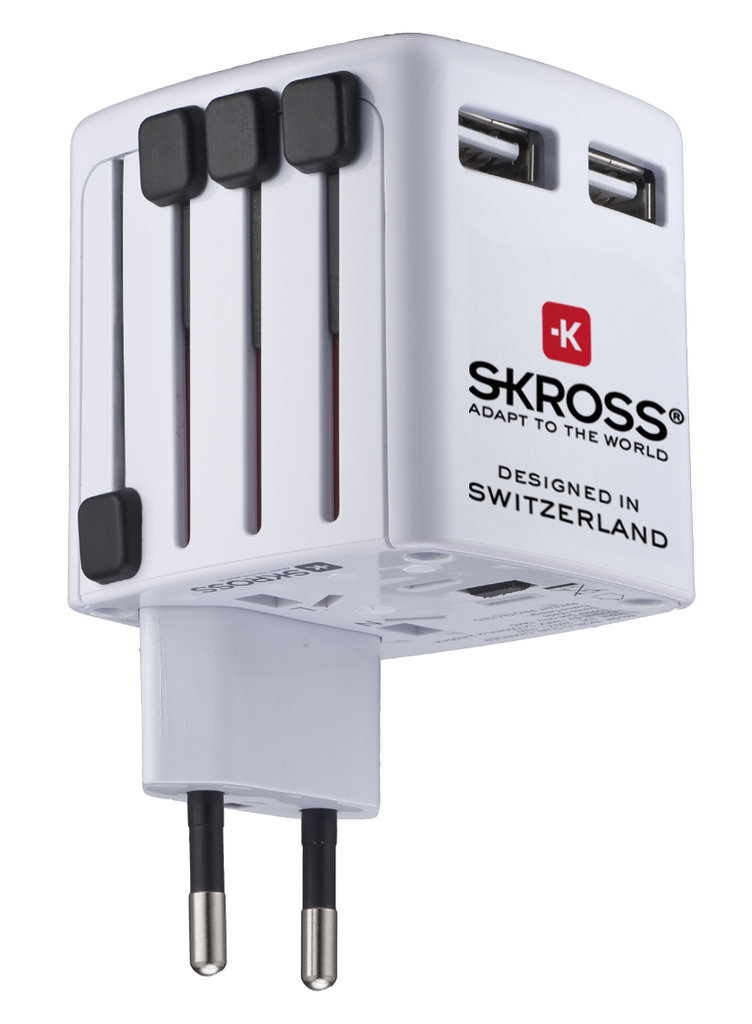skross travel adapter world usb charger white