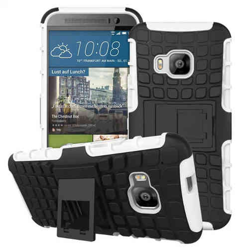 Dual Layer Rugged Tough Shockproof Case for HTC One M9 - White