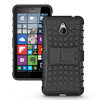 Dual Layer Rugged Tough Shockproof Case & Stand for Microsoft Lumia 640 XL - Black