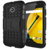 Dual Layer Rugged Tough Shockproof Case & Stand for Motorola Moto E (2nd Gen) - Black