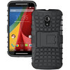 Dual Layer Rugged Tough Shockproof Case & Stand for Motorola Moto G (2nd Gen) - Black