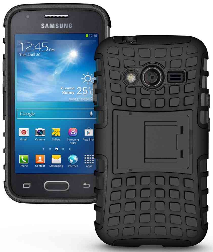 Dual Layer Rugged Tough Case for Samsung Galaxy Ace 4 - Black