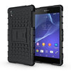 Dual Layer Rugged Tough Shockproof Case & Stand for Sony Xperia Z2 - Black