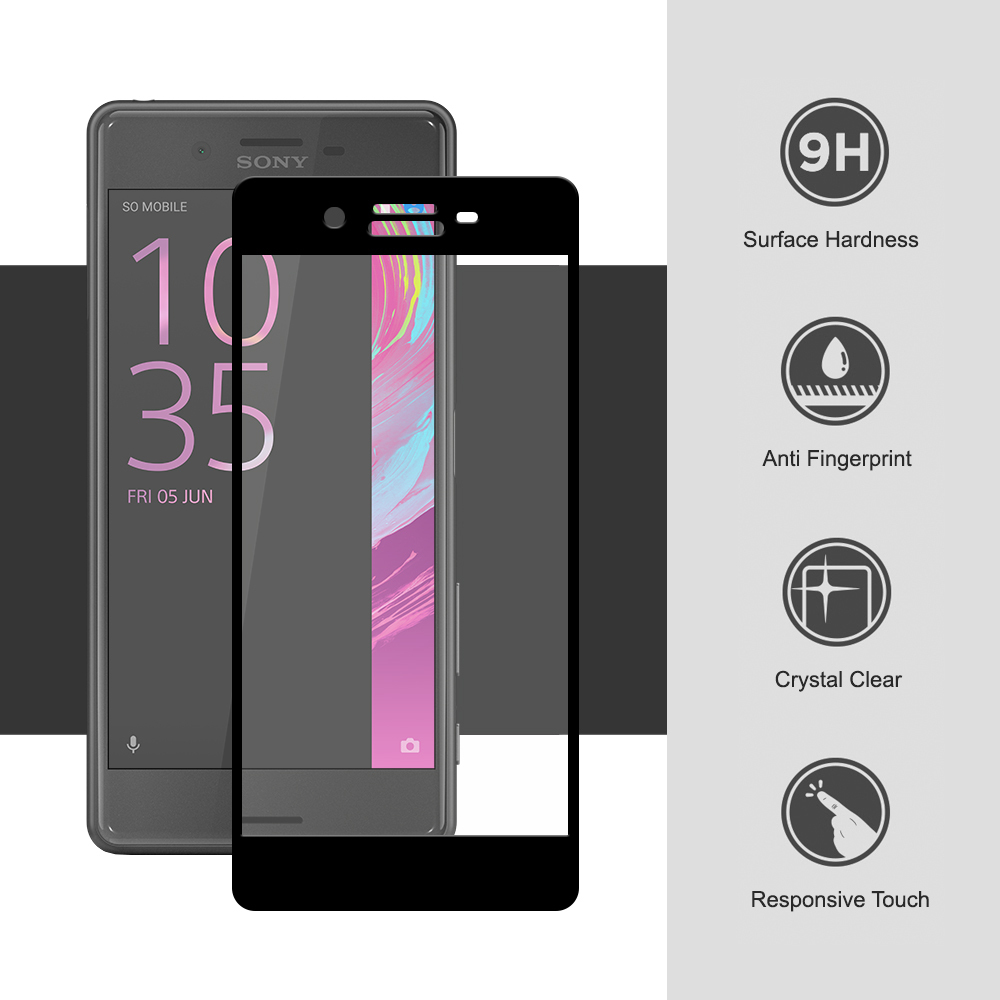 Full Coverage Tempered Glass Screen Protector for Sony Xperia X Performance - Black