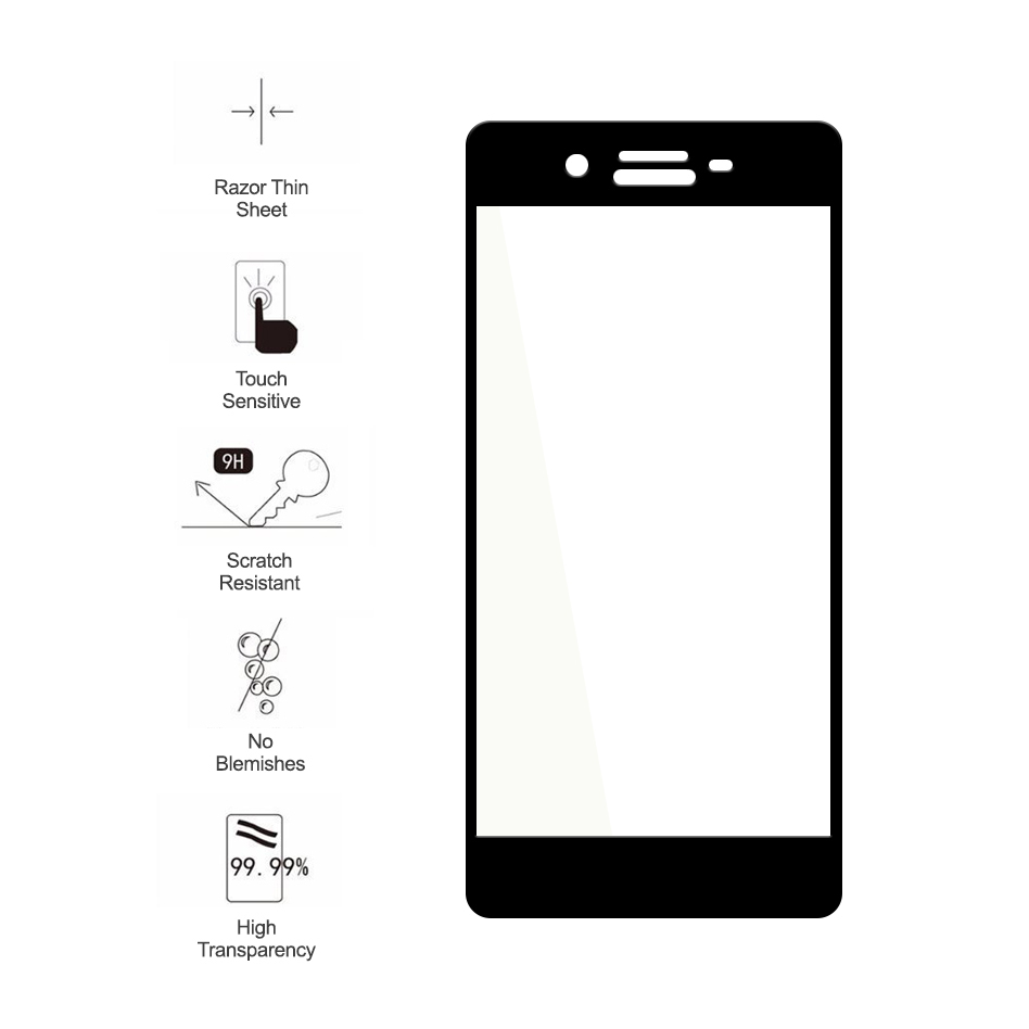 Full Coverage Tempered Glass Screen Protector for Sony Xperia X Performance - Black