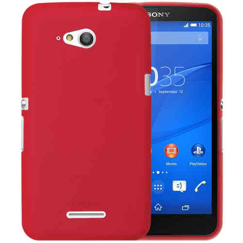 Flexi Gel Case for Sony Xperia E4g - Frosted Red (Two-Tone)