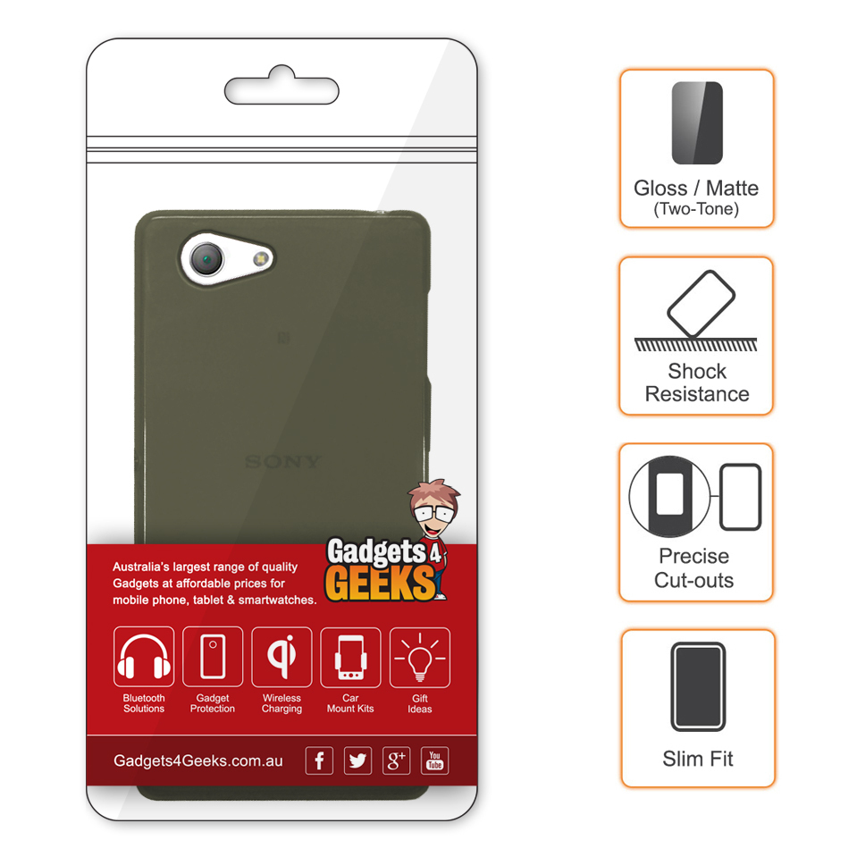 Flexi Gel Case for Sony Xperia Z3 Compact - Smoke Black (Two-Tone)