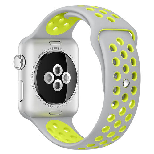 Sport Plus Silicone Band Strap for Apple Watch 38mm / 40mm / 41mm - Grey (Yellow)