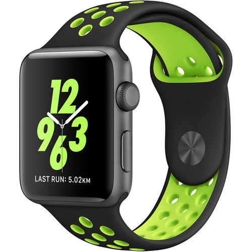 Sport Plus Silicone Band Strap for Apple Watch 42mm / 44mm / 45mm / Ultra 49mm - Black (Green)