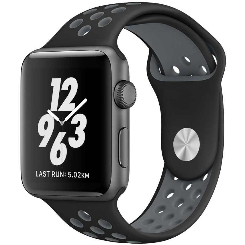 Sport Plus Silicone Band for Apple Watch 42mm / 44mm / 45mm / 46mm / Ultra 49mm - Black (Grey)