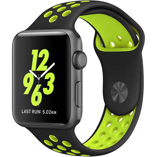 Sport Plus Silicone Band Strap for Apple Watch 42mm / 44mm / 45mm / Ultra 49mm - Black (Yellow)