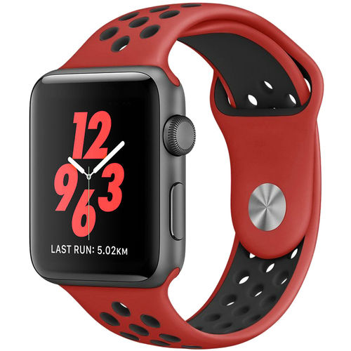 Sport Plus Silicone Band Strap for Apple Watch 42mm / 44mm / 45mm / Ultra 49mm - Red (Black)