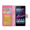 Leather Wallet Flip Case for Sony Xperia Z1 Compact - Pink